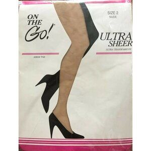 (1) Pair Vintage On the Go! Pantyhose Ultra Sheer Toe Size 2 Nude OYG-1